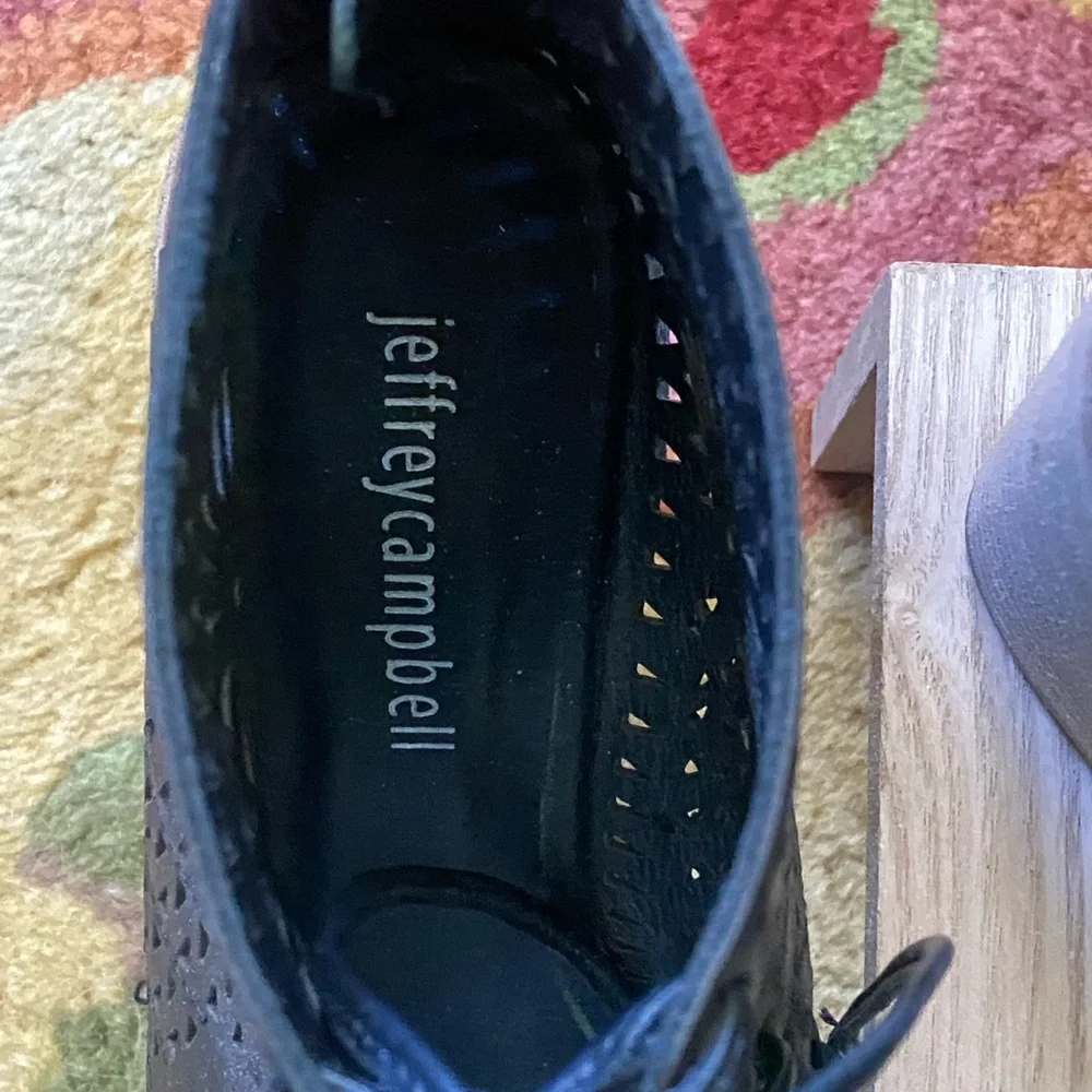 Jeffrey Campbell perforated black leather wedges size 6. - Picture 5 of 7